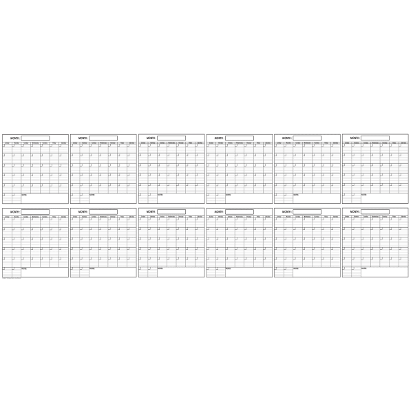 SwiftGlimpse Yearly Wall Planner, 36in x 100in, Black/White, Undated