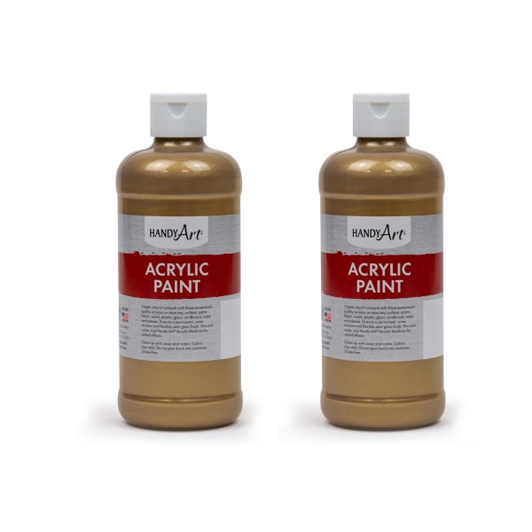 Handy Art Metallic Acrylic Paints, 16 Oz, Gold, Pack Of 2 Paints
