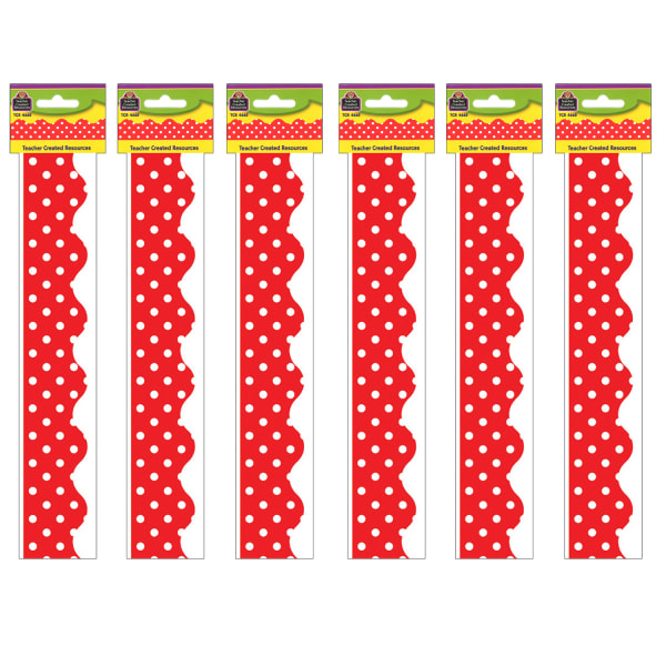 Teacher Created Resources Border Trim, Red, 35ft Per Pack, Set Of 6 Packs