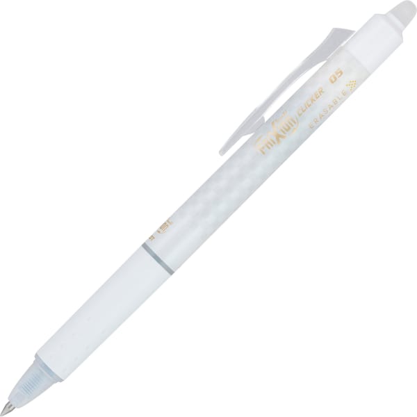 Pilot FriXion Ball Clicker Erasable Retractable Gel Pens, Pack of 12, Extra Fine Point, 0.5 mm, White Barrel, Black Ink