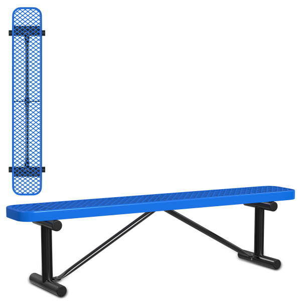 Leisure Craft Outdoor Bench, 18-3/8inH x 72inW x 15inD, Black/Blue