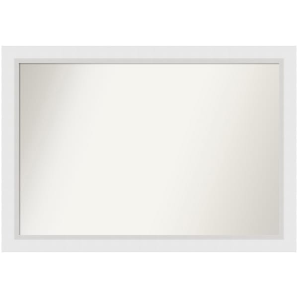 Amanti Art Non-Beveled Rectangle Framed Bathroom Wall Mirror, 28in x 40in, Blanco White