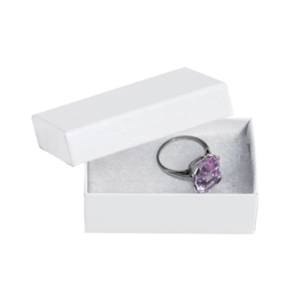 Partners Brand White Jewelry Boxes 2 1/2in x 1 1/2in x 7/8in, Case of 100