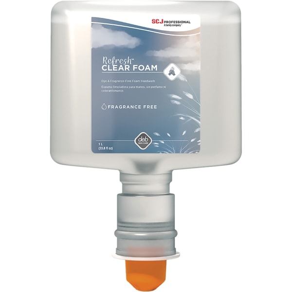 SC Johnson Hypoallergenic Foam Hand Soap - 40.6 fl oz (1200 mL) - Dirt Remover - Hand - Moisturizing - Clear - Unscented, Dye-free, Anti-irritant - 3 / Carton
