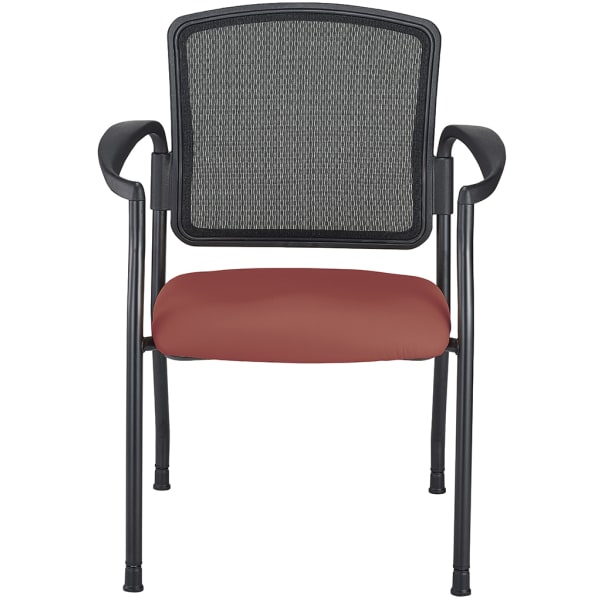 WorkPro Spectrum Series Mesh/Vinyl Stacking Guest Chair With Antimicrobial Protection, With Arms, Cordovan, Set Of 2 Chairs, BIFMA Compliant