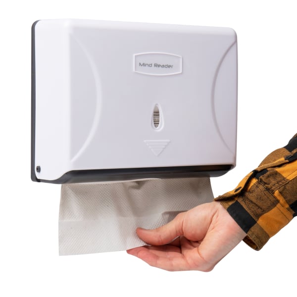 Mind Reader Multi-Fold Mounted Paper Towel Dispenser, 8inH x 10-1/4inW x 3-3/4inD, White