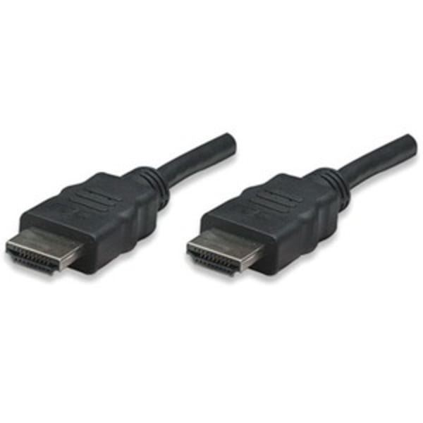 Manhattan HDMI Cable, 1080p@60Hz (High Speed), 7.5m, Male to Male, Black, Fully Shielded, Gold Plated Contacts, Lifetime Warranty, Polybag - HDMI cable - HDMI male to HDMI male - 25 ft - double shielded - black