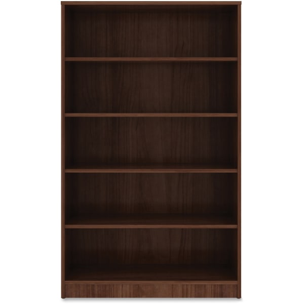 Lorell 60inH 5-Shelf Bookcase, Walnut