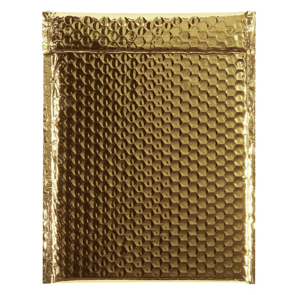 Partners Brand Gold Glamour Bubble Mailers 9in x 11 1/2in, Pack of 100