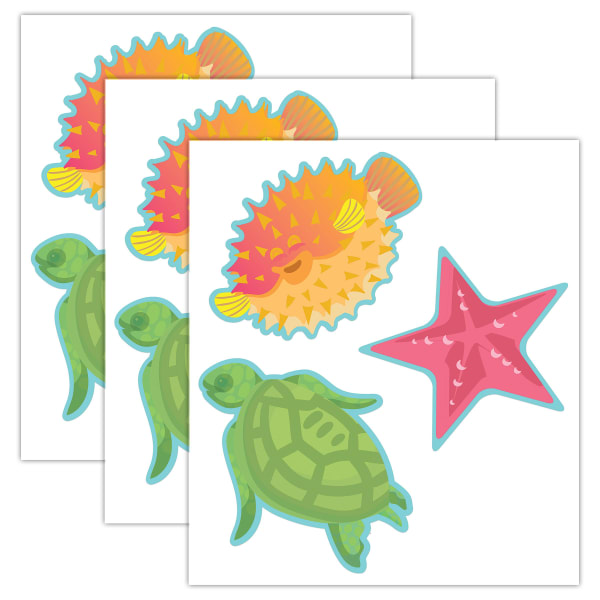 Eureka Paper Cut-Outs, Seas the Day Fish, 5-1/2in x 5-1/2in, 36 Cut-Outs Per Pack, Bundle Of 3 Packs