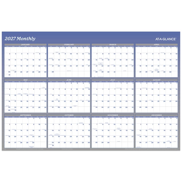 AT-A-GLANCE 2027 Vertical Horizontal Reversible Erasable Yearly Wall Calendar, Blue, Extra Large, 48in x 32in