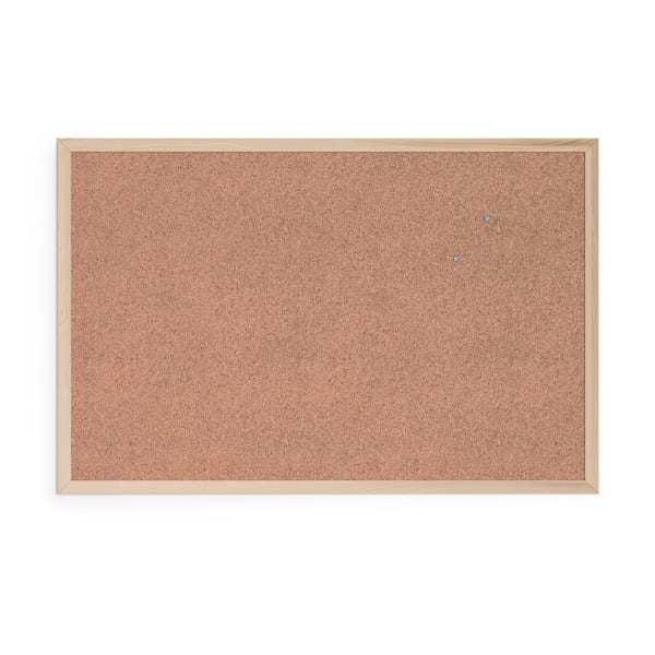 U Brands Cork Bulletin Board, 36in X 24in, Birch Wood Frame, Actual Size 35in X 23in (266U00-01)