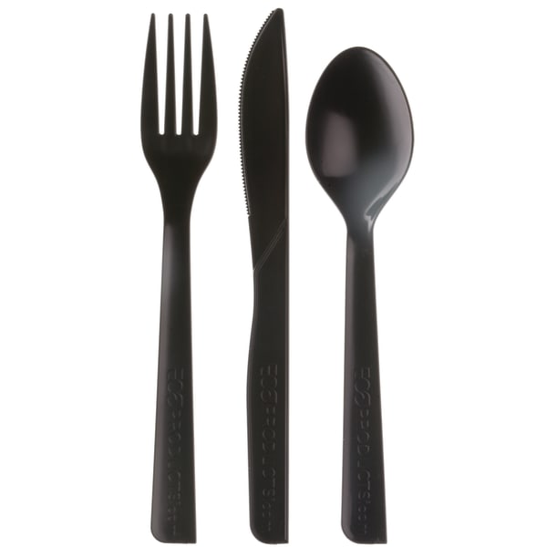 Eco-Products Cutlery Kits, 6in, 100% Recycled, Black, Pack Of 250 Kits