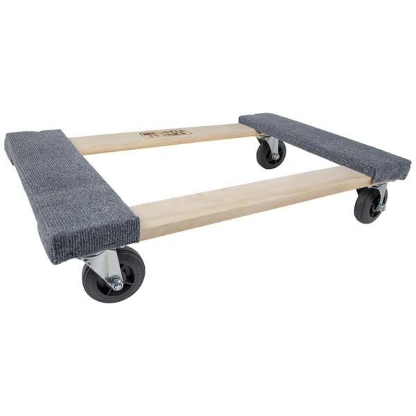 Monster Trucks Carpeted And Wood 4-Wheel Dolly, 30inL x 18inW x 7inH, Brown/Gray