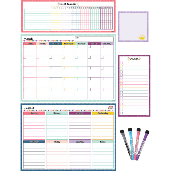 Teacher Created Resources Dry-Erase Magnetic 9-Piece Calendar Set, Oh Happy Day