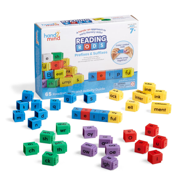 Hand2Mind Reading Rods Prefixes, Suffix, And Root Words Set
