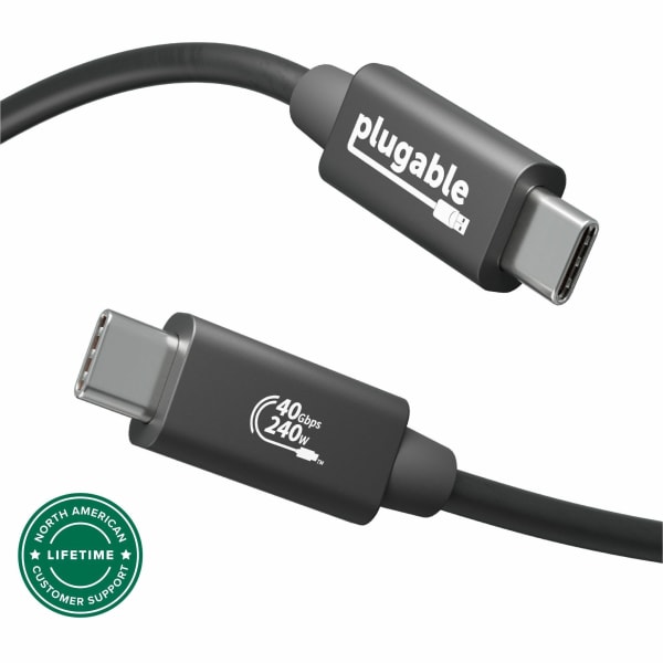 Plugable USB4 Cable with 240W Charging, 3.3 Feet (1M), USB-IF Certified - 1x 8K Display, 40 Gbps, Compatible with USB 4, Thunderbolt 4, Thunderbolt 3, USB-C, Driverless