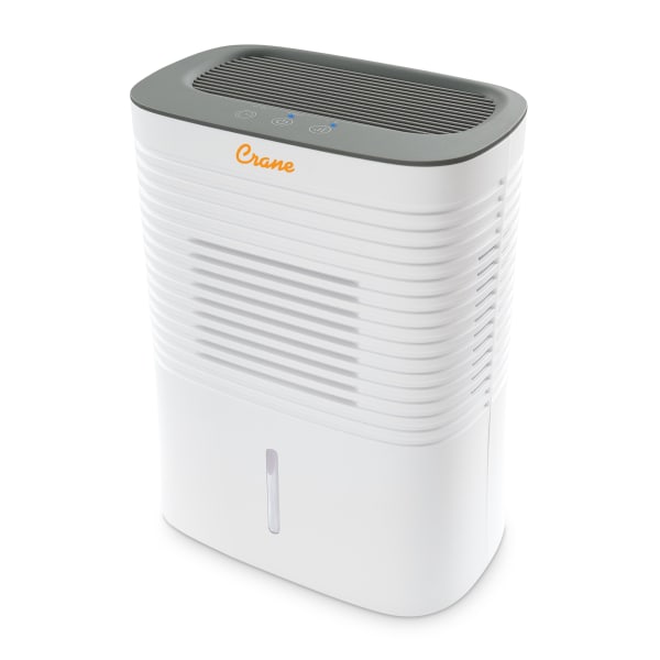 Crane 4 Pint Compact Dehumidifier with Timer Function, 300 Sq Ft. Coverage, 5 1/2in x 9in x 12in, White