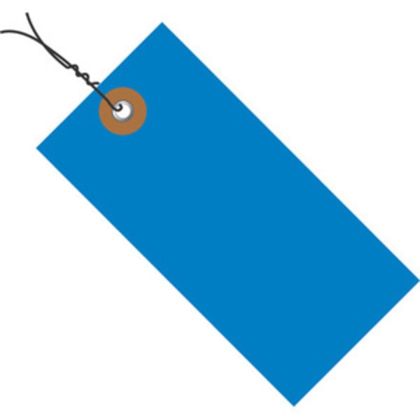 Tyvek Prewired Shipping Tags, #5, 4 3/4in x 2 3/8in, Blue, Box Of 100