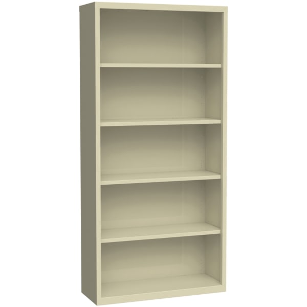 Lorell Fortress Series Steel Modular Shelving Bookcase, 5-Shelf, 72inH x 34-1/2inW x 13inD, Putty
