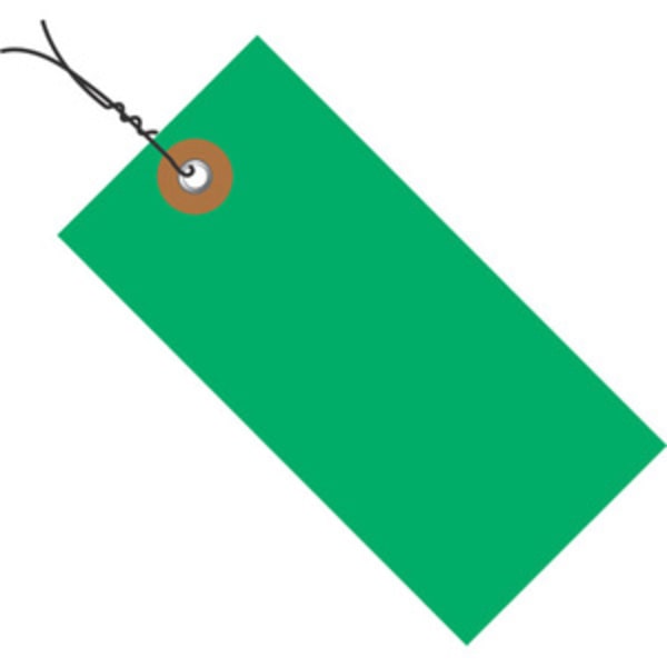 Tyvek Prewired Shipping Tags, #8, 6 1/4in x 3 1/8in, Green, Box Of 100