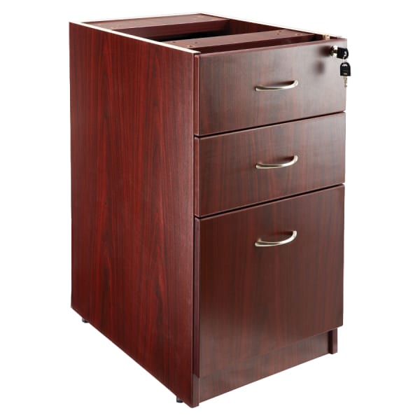Lorell Essentials 16inW Vertical 3-Drawer Fixed Pedestal File Cabinet For Computer Desk, Mahogany