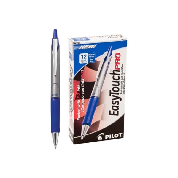 Pilot Acroball Pro Hybrid Ink Ballpoint Pen - Medium Pen Point - 1 mm Pen Point Size - Refillable - Retractable - Blue Advanced Ink Ink - Silver Barrel - Tungsten Carbide Tip - 1 Dozen