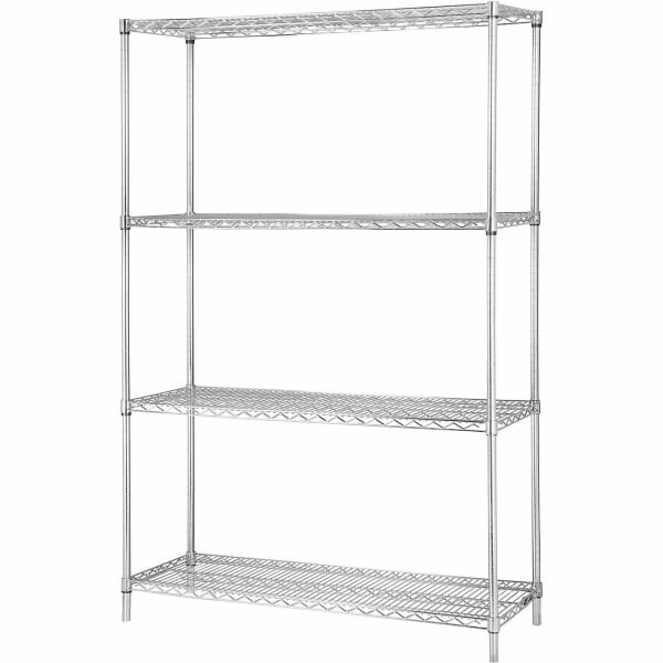 Lorell Industrial Wire Shelving Starter Unit, 36inW x 24inD, Chrome