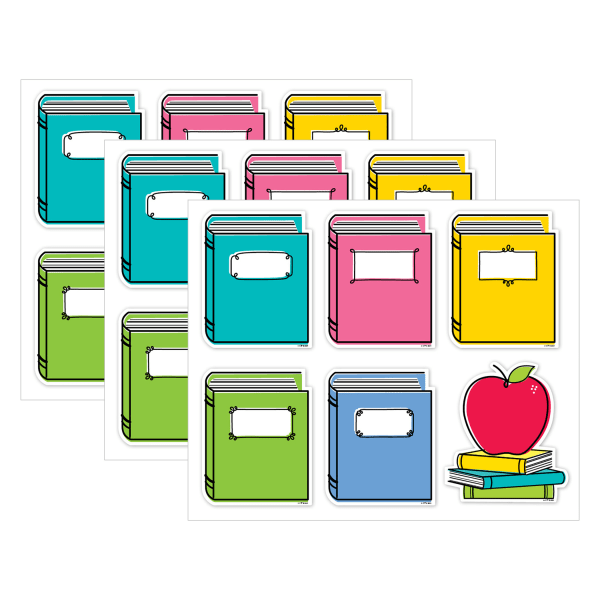 Creative Teaching Press Designer Cut-Outs, 6in, Core Decor Doodle Books, 36 Cut-Outs Per Pack, Bundle Of 3 Packs