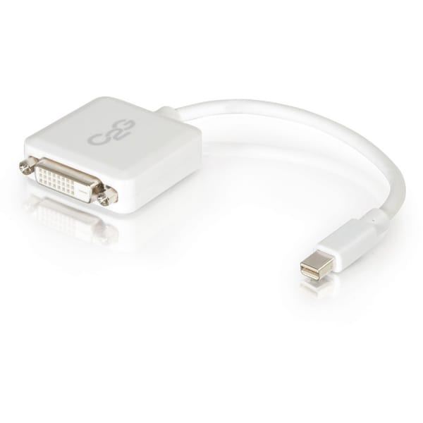 C2G 8in Mini DisplayPort to DVI Adapter - M/F - DVI/Mini DisplayPort for Notebook, Tablet, Monitor, Video Device - 8in - 1 x Mini DisplayPort Male Thunderbolt - 1 x DVI-D (Single-Link) Female Digital Video - White