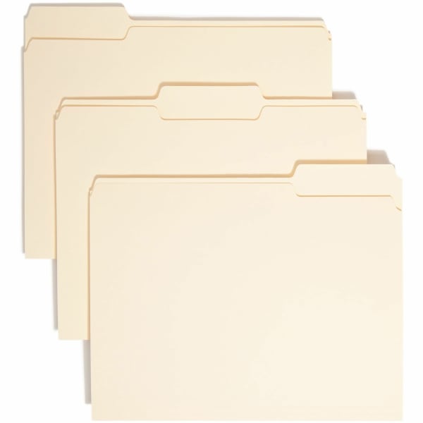 Smead Top Tab File Folders, Letter Size, 8 1/2in x 11in, 1/3 Tab Cut, Assorted Tab Position, 3/4in Expansion, Manila, Carton Of 500 Folders