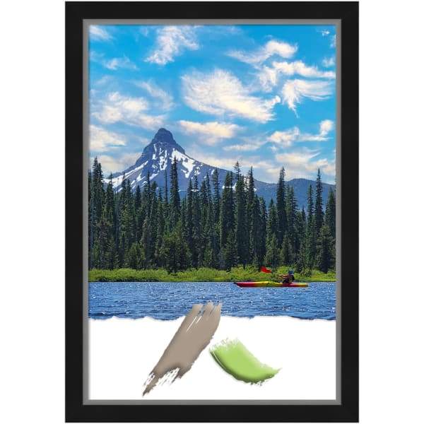 Amanti Art Eva Black Silver Picture Frame, 23in x 33in, Matted For 20in x 30in