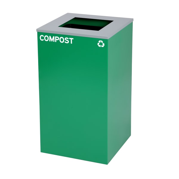 Alpine Industries Stainless-Steel Compost Bin With Square Opening Lid, 29 Gallons, 30inH x 16-15/16inW x 16-15/16inD, Green
