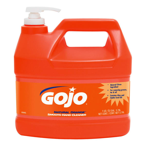 GOJO Natural Orange Professional Formula Liquid Hand Soap Cleaner, Citrus Scent, 128 Oz Bottle