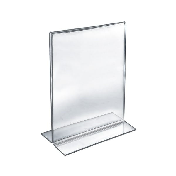 Azar Displays Double-Foot Acrylic Sign Holders, 12in x 9in, Clear, Pack Of 10