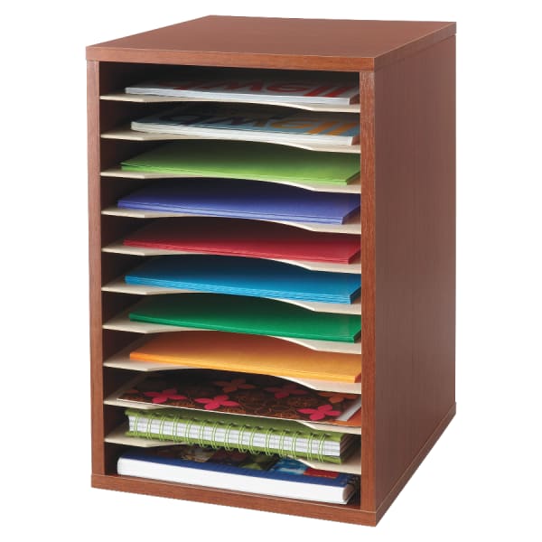 Safco Compact Adjustable Shelf Organizer, 16in x 10 13/16in x 12in, Cherry