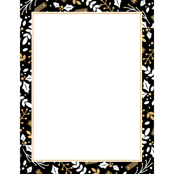 Great Papers! Holiday-Themed Letterhead Paper Stationery, 8-1/2in x 11in, Merry Gold And Black, Pack Of 80 Sheets