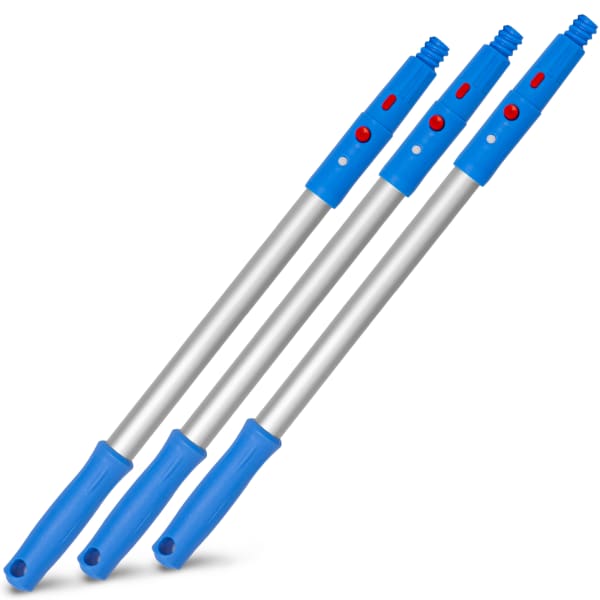 Gritt Commercial Aluminum Pole With Click/Lock Adapter Cone, 20in, Blue/Silver, Pack Of 3 Poles