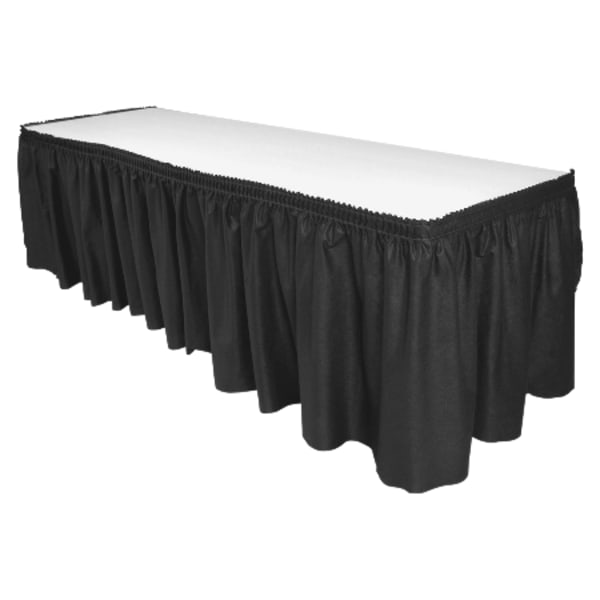 Genuine Joe Linen-Like Pleated Table Skirts, 14in x 29in, Black