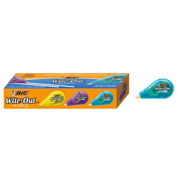 BIC Wite Out Mini Correction Tape, White, Pack Of 12 Dispensers