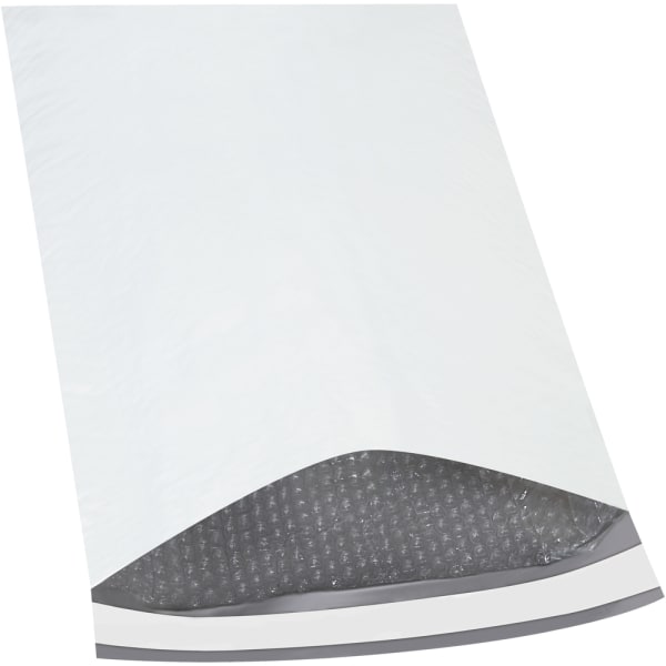 Partners Brand Bubble-Lined Poly Mailers, 6 1/2in x 10in, White, Box Of 25