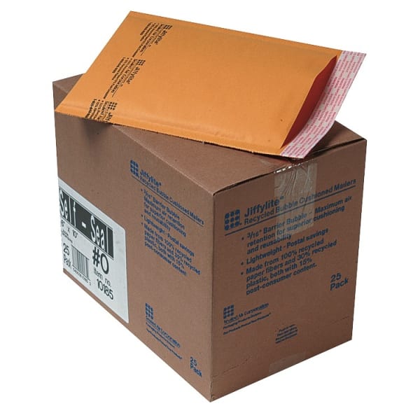 Sealed Air Self-Seal Bubble Mailers, 6in x 10in, Kraft, Pack Of 25