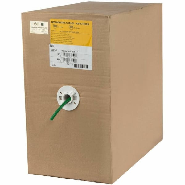 StarTech.com 1000 ft Bulk Cat6 Ethernet Cable - Stranded - CM-Rated for In-Wall Use - Cat 6 UTP Patch Cable - Green