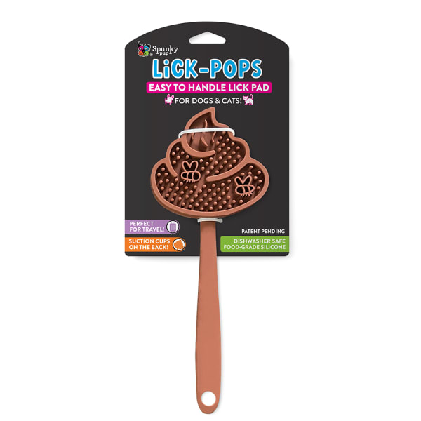 Spunky Pup Lick Pop Pad, Poop Emoji, 7-15/16in x 5-7/16in, Brown