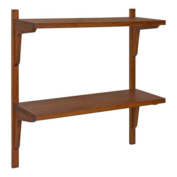 Kate and Laurel Meridien Wall Shelves, 24inH x 24inW x 8inD, Walnut Brown
