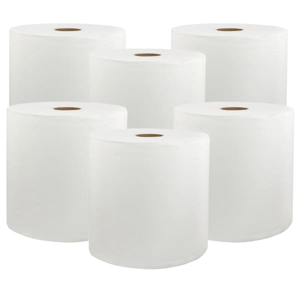 Livi Solaris Paper Hardwound Paper Towels - 1 Ply - 8in Width x 800 ft Length - White - Virgin Fiber - 6 / Carton
