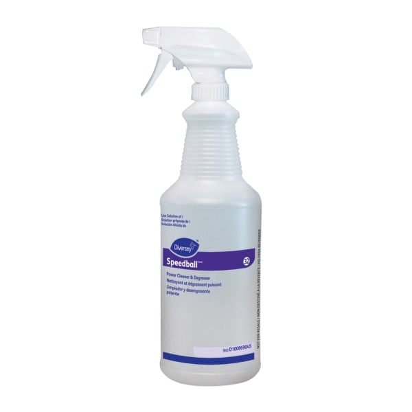 Diversey Screen-Printed Empty Bottles, Speedball Power, 32 Oz, Clear, Pack Of 12 Bottles.