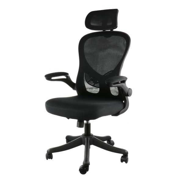 Elama Mesh/Fabric High-Back Adjustable Office Task Chair, Black/Gray