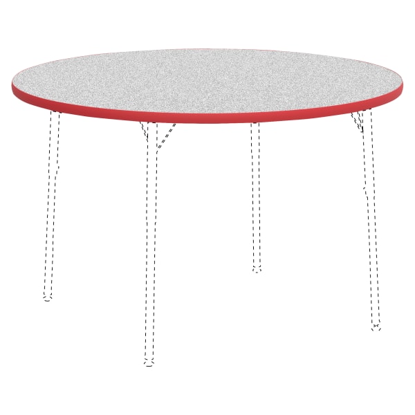 Lorell Classroom Round Activity Table Top, 48inW, Gray Nebula/Red
