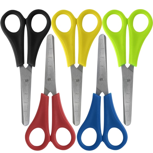 Trailmaker Kids Safety Scissors, 5in, Blunt Point, Assorted Colors, Case Of 100 Scissors